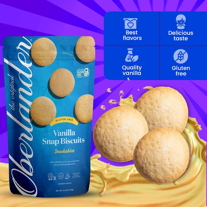 Oberlander Gluten Free, Certified Kosher For Passover, Snackable, Vanilla Snap