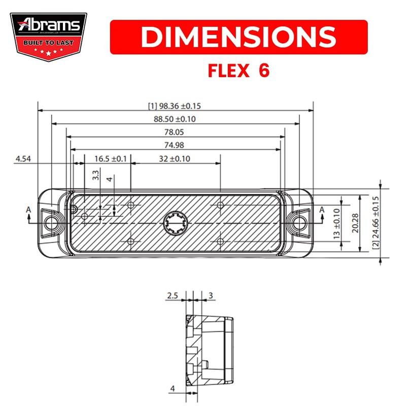 Abrams Flex Series (Amber/White) 18W - 6 LED Snow Plow
