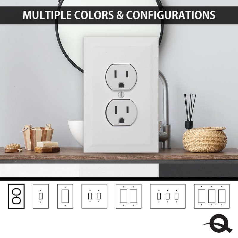 Questech Outlet Covers, Single Duplex Wall Plates 1-Gang Switch Plates