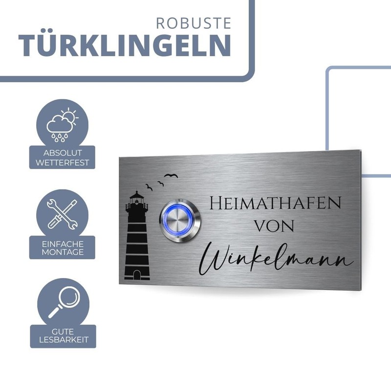 CHRISCK design - Stainless Steel Doorbell with Individual Rustproof Engraving