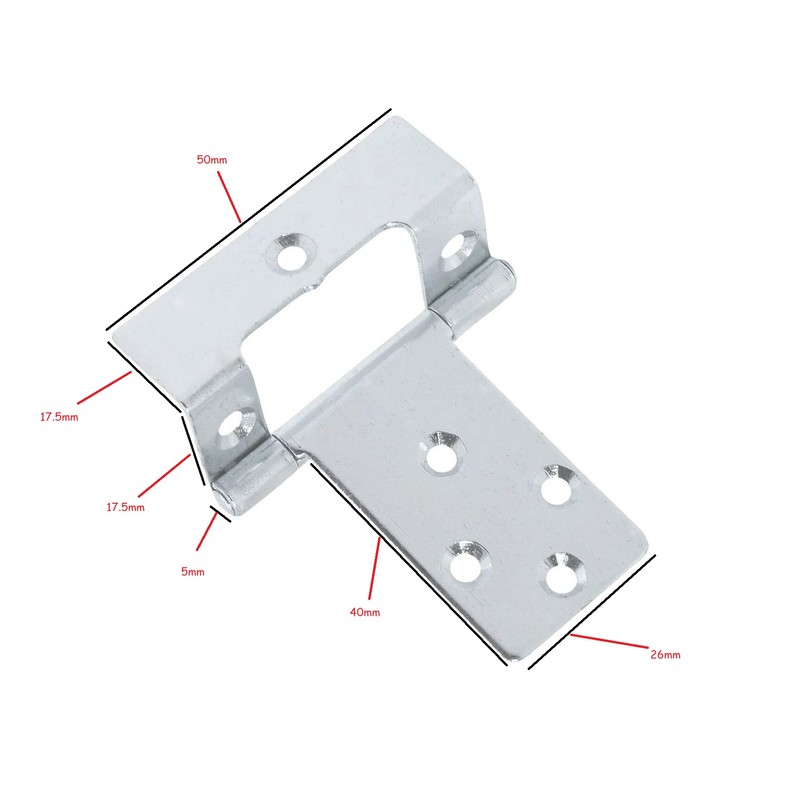 Just Accessories Large 50mm Cranked Flush Hinges - Silver Cabinet/Cupboard/Door