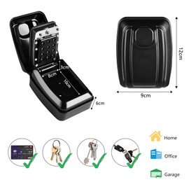 APKOL Key Safe with Number Code Key Box, Outdoor Large Key Lock with 12 Digit Key Safe Wall Mounted Key Box with Waterproof Cover for Home, Office, Garages, Factory, School