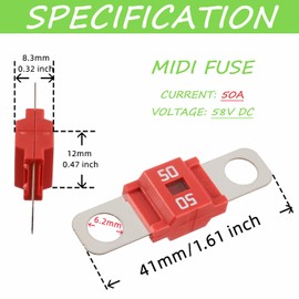 SIGANDG Midi Fuse Holder and 2 Pieces Midi High Current Fuse Screw Fuse 50A for Cars, Trucks, Vehicles, Midi Fuse 50 Amp