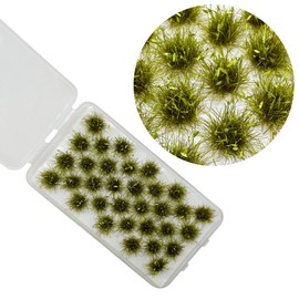 Woohome 32 PCS Miniature Grass Cluster, Tender Green Static Grass Tuft Model Vegetation Groups Static Grass Tufts for DIY Model Train Landscape Railroad Scenery Grass Tufts Flower