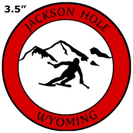 Athena Brands Jackson Hole, Wyoming Sports Skier - Car Truck Window Bumper Sticker Decal - Red