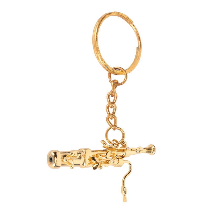Mini Bassoon Shape Key Chain Adorable Brass Key Ring Pendant