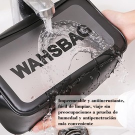 3 Piezas Bolsa de Maquillaje Impermeable, Neceser de Viaje para Mujer y Hombre, Cosmetiquera para Maquillaje Transparente, Bolsa para Baño Portatil y Gran Capacidad, Separación en Seco y Húmedo