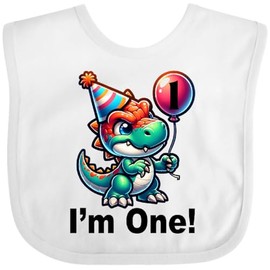 inktastic Babys First Birthday Dinosaur Baby Bib White 44c95