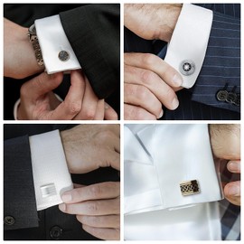 wynameleri Cufflinks 12 Pairs Set, Business Dress Formal Shirts Buttons Cuff Link for Men Box Packed T0212020