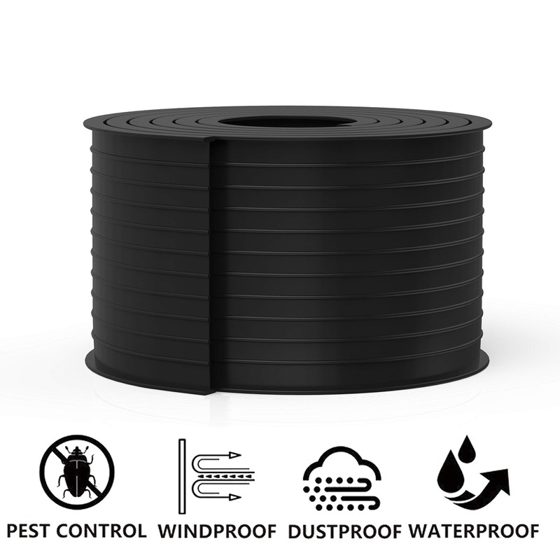 Garage Door Bottom Weather Seal T-Ends 20' Long, Black Strip