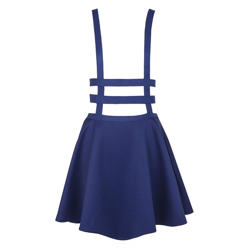 EXCHIC Minifalda Plisada con Tirantes para Mujer, Azul Marino, XL