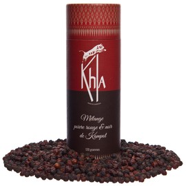 KHLA - Premium Red and Black Kampot Pepper Blend PGI - 120g - Pepper Grains - Organically grown
