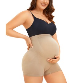 SUNACGO - Pantalones Cortos de Maternidad para Mujer Elástico y Cómodo Delgado Ropa Interior de Maternidad para Mujer Beige Talla Grande