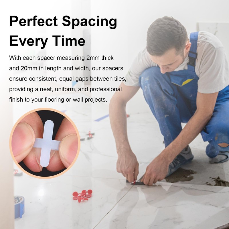 300PCS Tile Spacers,Tile spacers 2mm, Plastic Cross Tile Gasket,Tile Spacers,2mm