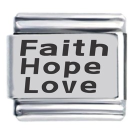 Faith Hope Love Laser Italian Charm