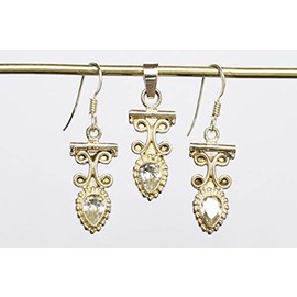 Ravishing Impressions Crystal Quartz Jewellery Set for Women Necklace Earrings Bridal Wedding Jewelry Valentine's Day 7x5mm Gemstone Sterling Silver Quartz Crystal, Sterling Silver Gemstone, Quartz