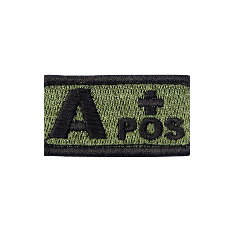 Type A + Tactical Blood Type Embroidered Velcro Patch Olive