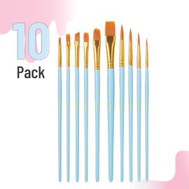 Mr. Pen- Artist Paint Brushes for Acrylic Painting, 10 pcs, Sky Blue Ergonomic Wooden Handle, Synthetic Bristles in Different Sizes & Shapes, Watercolor Brushes