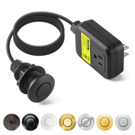 Garbage Disposal Air Switch Kit Sink Top Waste Disposal Stainless Steel Black On/Off Air Button Food and Waste Disposals Part by Etoolcity, UL Listed