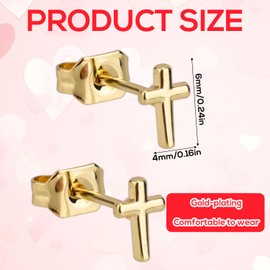 Gold Small Cross Earrings for Women, Tiny Dainty Cross Stud Earrings Minimalist Jewelry for Everyday Wear
