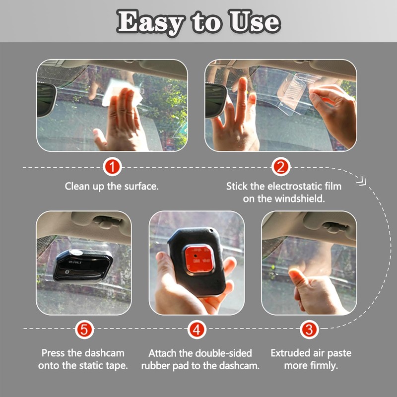 Electrostatic Film for Dash Cam, Sticker Shield for Windshields Double-Sided