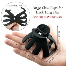 MAORULU Pinzas para el cabello con forma de pulpo de 3.15 pulgadas para mujer, 6 pinzas grandes con forma de pulpo para cabello grueso, pinzas antides