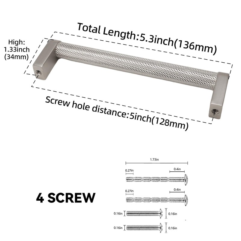 10 Pack 5 Inch Brushed Satin Nickel Kitchen Cabinet Handles
