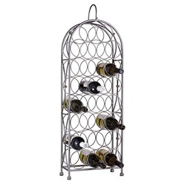 Oenophilia Bordeaux Chateau Freestanding Floor Wine Rack- 23 Bottle Standing Metal Storage, Rustic, Farmhouse Decor, Industrial