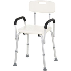 Udorich Enhance Safety with Adjustable Shower Chair, Medical Grade Bath Bench, Removable Armrests for Seniors and Disabled Users, White