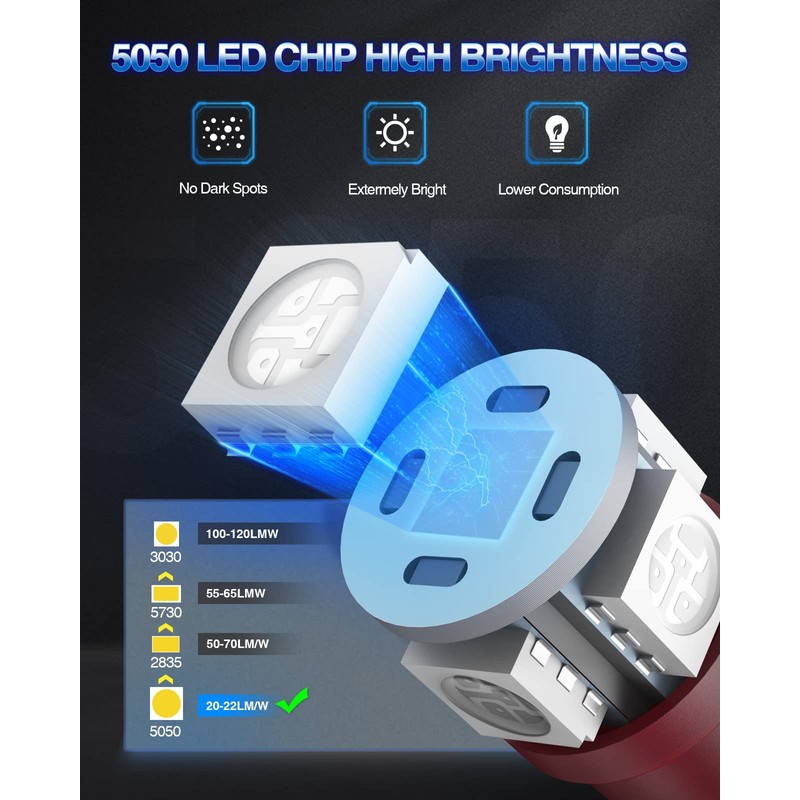Marsauto 194 LED Bulb Brilliant Red 168 T10 2825 5SMD
