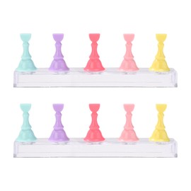 siyuwuro 2 Sets Nail Stand For Press on Nails Art Display, Practice Fake Nail Tips Holder For Painting Nails Stand, Magnetic Nail Practice Stand For Home DIY Nail Art And Nail Salon (Colorful)
