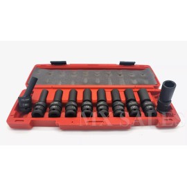 Cal Hawk 10Pc 1/2" Drive Universal Swivel Deep Impact Socket Set (METRIC) PRO Radius Set