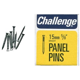 Panel Pins Bright, 15mm (40G), External Length 15mm, Nail Material Steel, Nail Type Panel Pin, Product Range Challenge - Bright Panel Pins, Fasteners & Hardware