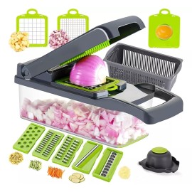 Bee Vibes  Picadora De Verduras 12 En 1; Mandolina Con 6 Cuchillas