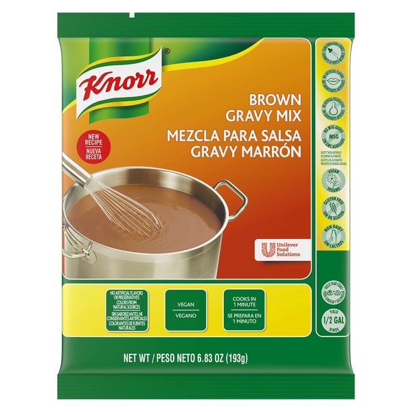 Knorr Professional Brown Gravy Mix Vegan, Gluten Free, No Artificial Flavors or Preservatives, No added MSG, Dairy Free,Colors from Natural Sources, 6.83 oz, Pack of 6