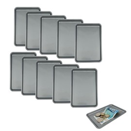 Chabrias Ltd Pack of 10 Plastic Rectangle Tip Trays - Professional Bill Presenter for Bars, Restaurants, and Hotels (Silver)