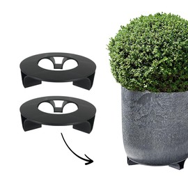 terraced® - Set of 2 - Saucer Flower Pot - Colour: Black - Round - 16 cm Diameter - Recycled Material - Made in Germany