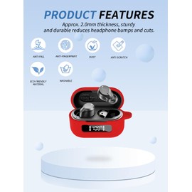 Schutzhülle für Tozo NC9 Wireless Earbuds 2024, weiche Silikonhülle, wasserdicht, stoßfest und kratzfest, ideal für den täglichen Schutz, Rot