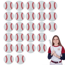 30pcs Baseball Iron On Patches,White Edges Chenille Patches 3 Inch Softball Large Iron On Patches for Hats Clothings T-Shirts DIY Clothes