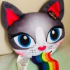 Unbranded Rainbow Kitty Large Throw Plush Pillow