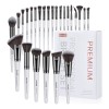 Set 25 Brochas De Maquillaje Profesionales Alta Calidad Color Blanco/Negro