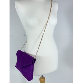 Leah Ward Women's Faux Suede Leather Clutch Bag Wedding Party Evening Purse Handbags (Purple)