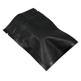 WACCOMT Pack Pack of 100 Matte Aluminium Foil Packaging Bag Zip Self Seal Flat Bag Food Storage Odour-Proof Mylar Bags (Matt Black, 8 x 12 cm (3.1 x 4.7 inches)