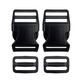 EesTeck 2 Sets 38mm Extra Thick Heavy Duty Buckle Clips, Dual Adjustable Plastic Quick Side Release Plastic Buckles and tri-glide sliders for Luggage Straps Pet Collar Backpack Repairing