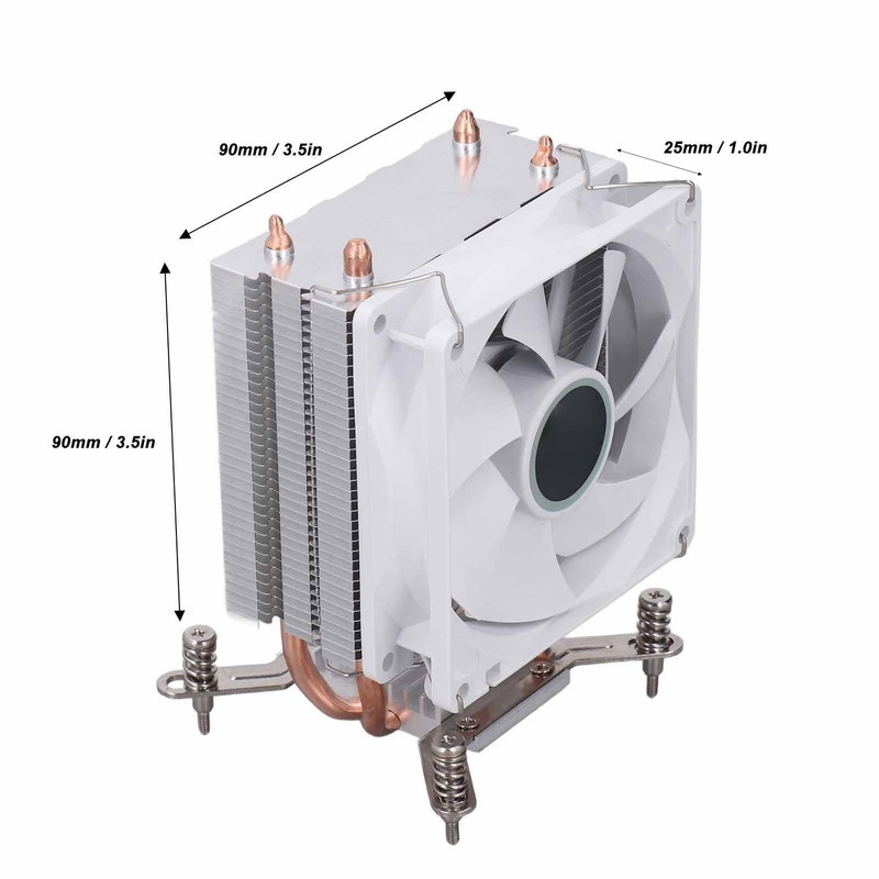 CPU Cooling Fan 3.54in 2 Heat Pipes 3pin 12VDC 2000RPM
