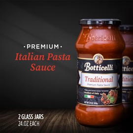 Botticelli Traditional Pasta Sauce - Premium Italian Spaghetti Sauce - Tomato Sauce - 24oz (2- Pack)