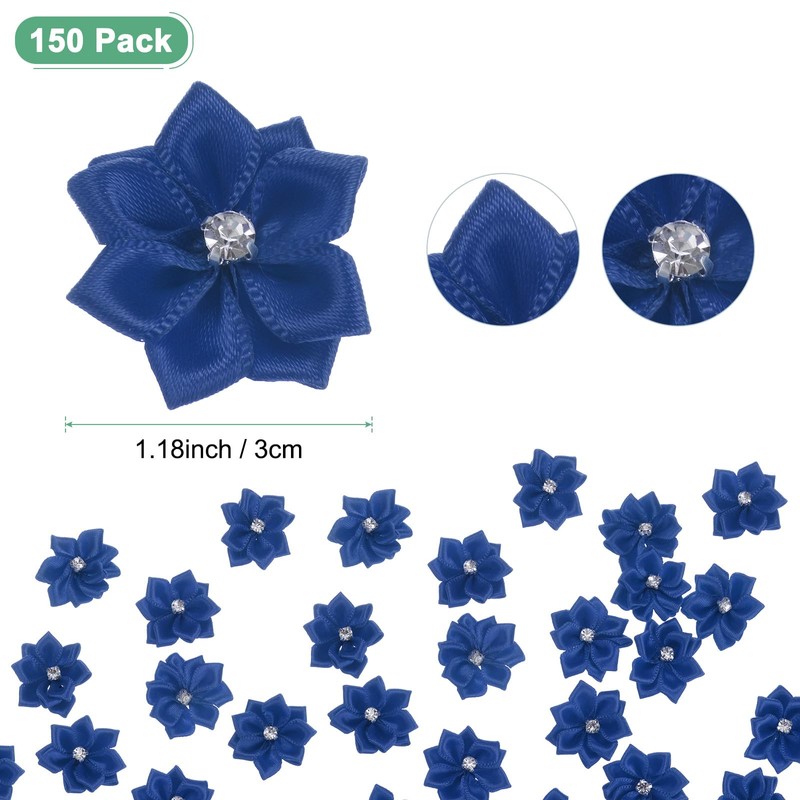 M METERXITY 150-pack Satin Ribbon Flowers, 1.2 Inch Mini Fabric