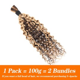 Human Braiding Hair For Boho Braids Human Hair Water Wave Bundles Bulk Human Hair For Braiding Curly Human Hair For Boho Knotless Braids Human Hair For Braiding 2 Bundles Per Pack 100g (P4/27) 18inch