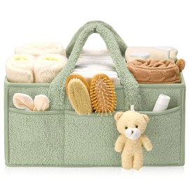 Wickeltasche Organizer, Baby Windel Organizer Wickelkorb Mit Fächern Und Griffen Tragbarer, Wickelorganizer Aus 38x25,4x17,8cm Aufbewahrungskorb Für Wickeltisch Auto Feuchttücher Und Babysachen