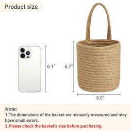 Dahey 2 Pack Wall Hanging Rope Basket with Artificial Eucalyptus Farmhouse Decor, Jute Woven Storage Organizer Flower Plants Basket Set Rustic Wall Decor for Porch Living Room Bedroom Entryway,Brown